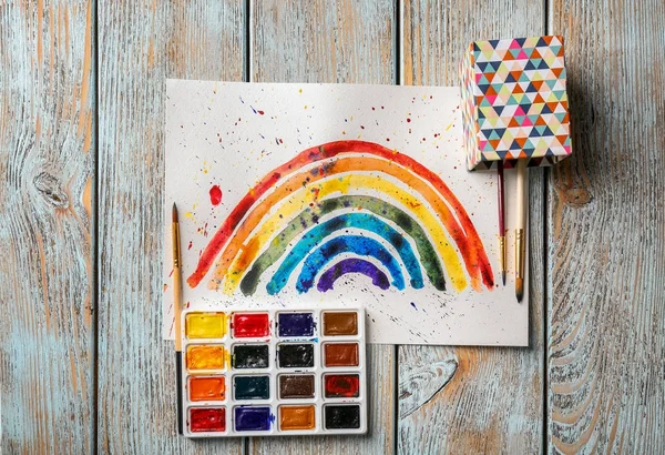 Watercolor painting of rainbow — Stock Photo, Image