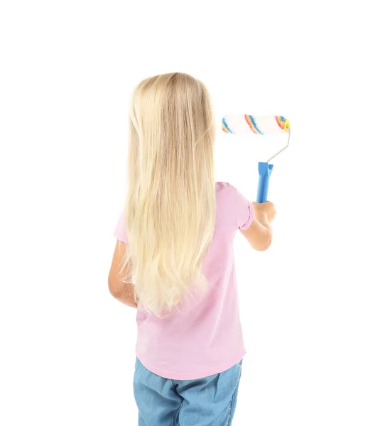 Little girl with paint roller — Stock Photo, Image