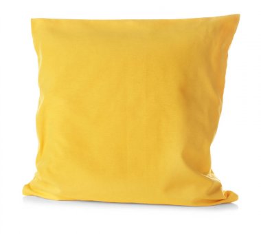 Beyaz izole yumuşak sarı yastık