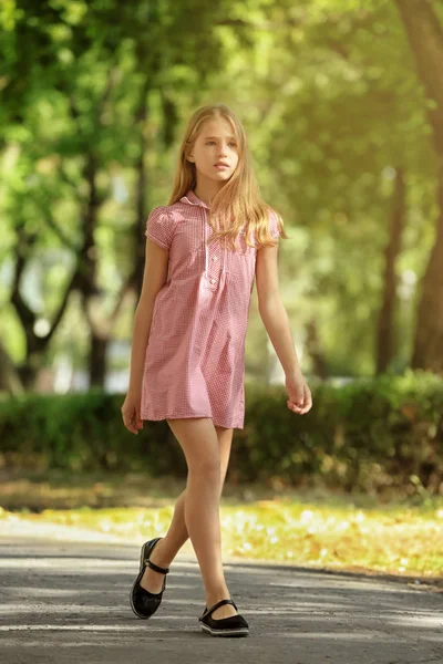 Little fashionable girl outdoors — Stock Photo, Image
