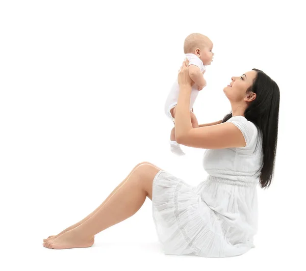 Jovem mãe e bebê bonito — Fotografia de Stock