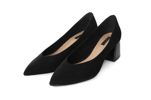 Fehér alapon fekete női cipőt — Stock Fotó