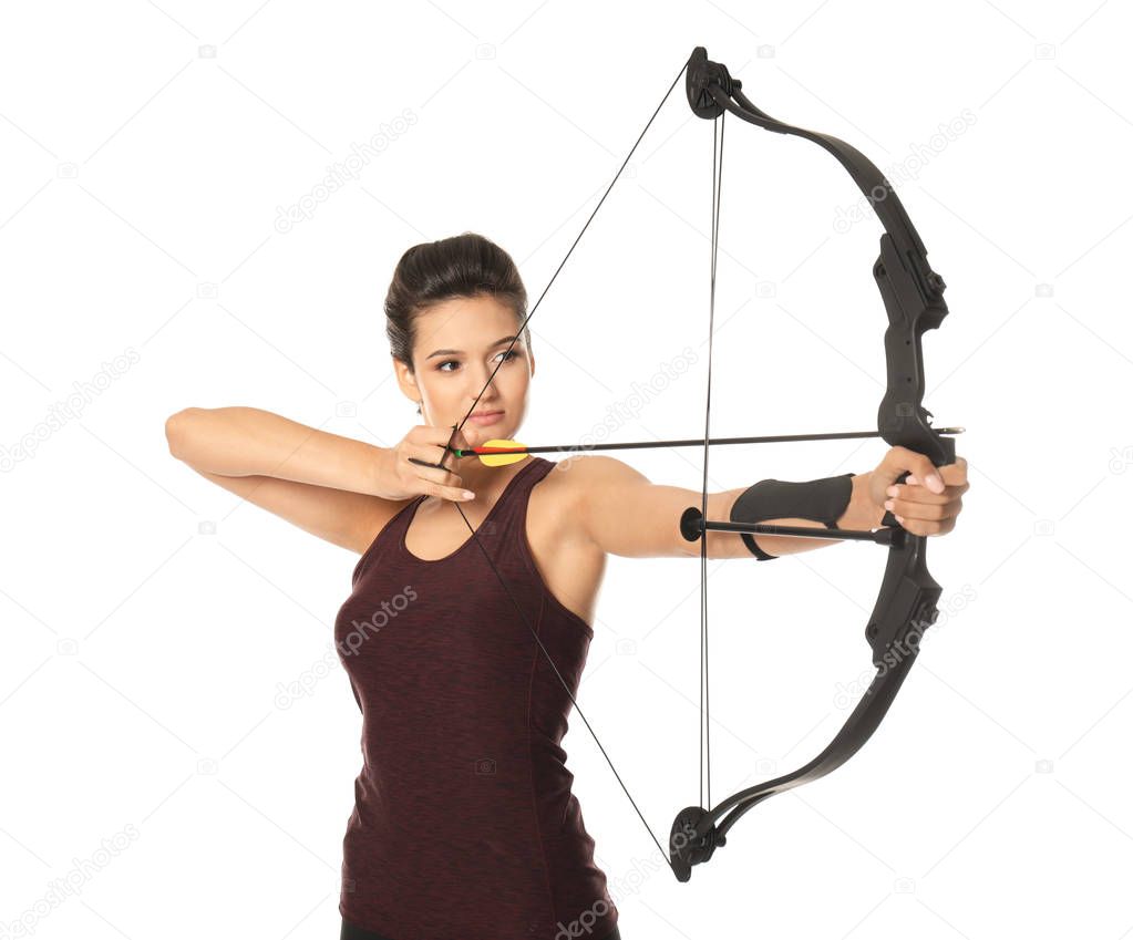 young woman practicing archery