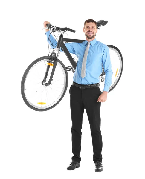Stilig affärsman med cykel — Stockfoto