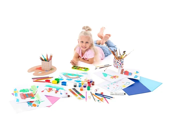 Little girl painting — Stock Photo, Image