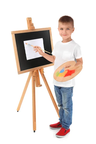 Cute little boy painting picture — Stock Photo, Image