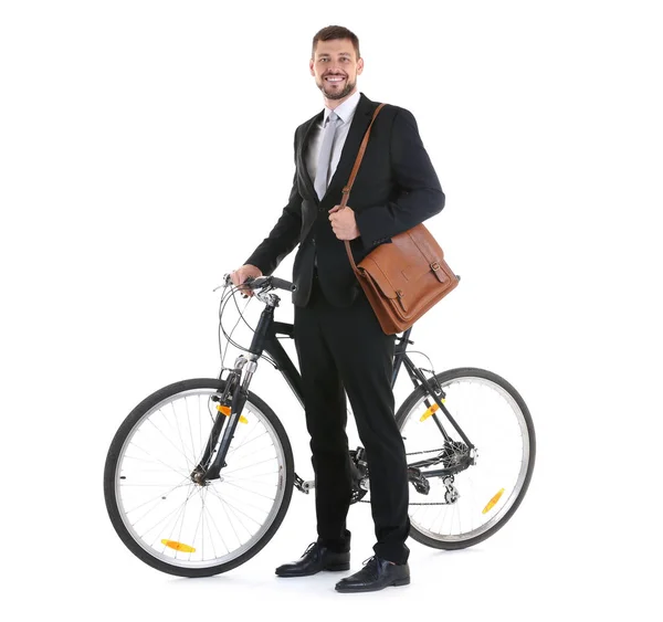 自転車でハンサムな実業家 — ストック写真