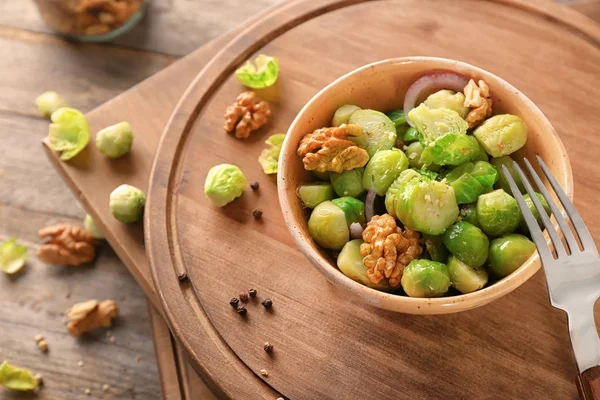 Bowl with brussel sprout salad — Stock Photo, Image