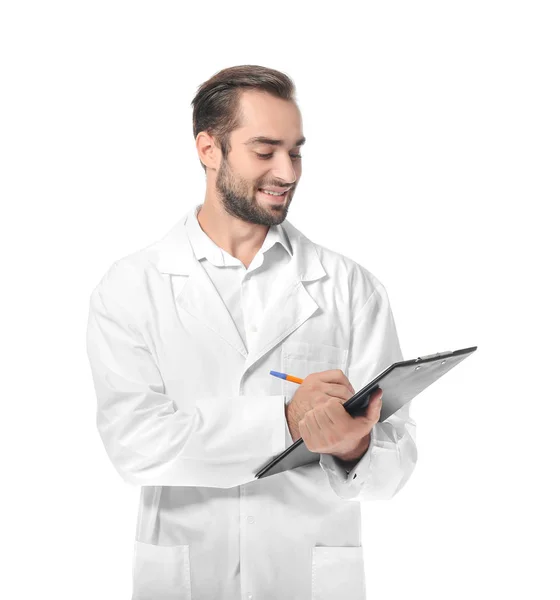 Young pharmacist with clipboard — Stock Photo, Image