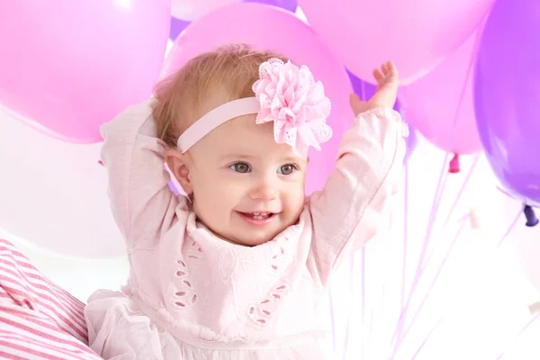 Cute baby on birthday party at home — Stock Photo, Image