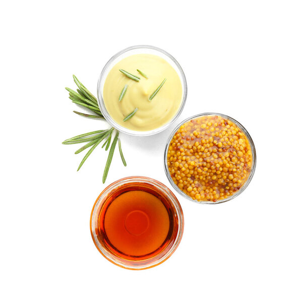 Gravy boats with tasty sauces 