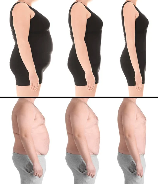 Personas antes y después de la pérdida de peso — Foto de Stock