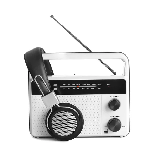Retro radyo ve kulaklık — Stok fotoğraf