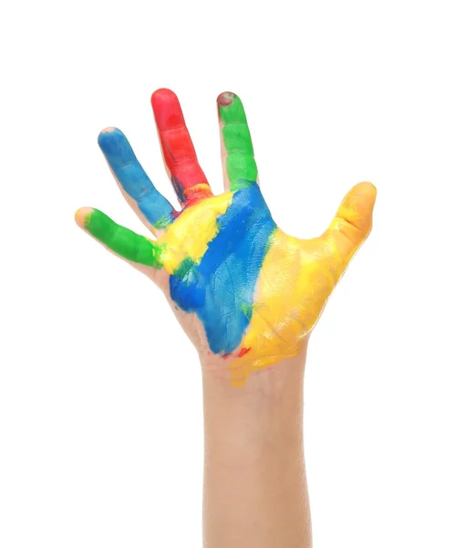 Çocuğun elinde boya — Stok fotoğraf