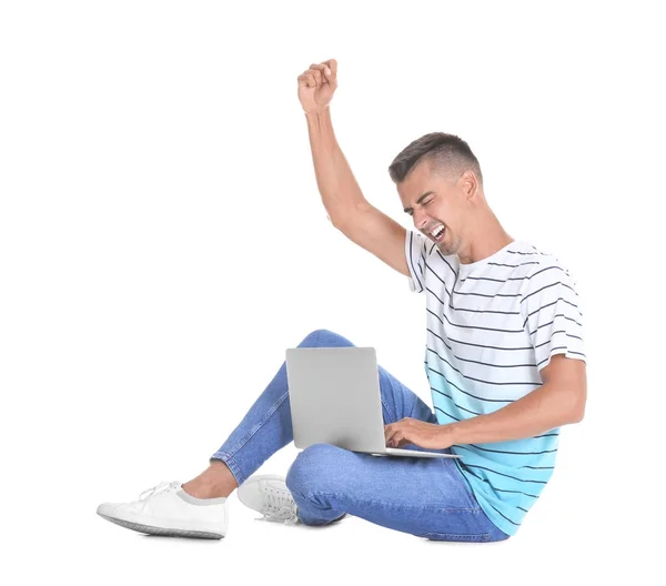 Jovem com laptop — Fotografia de Stock