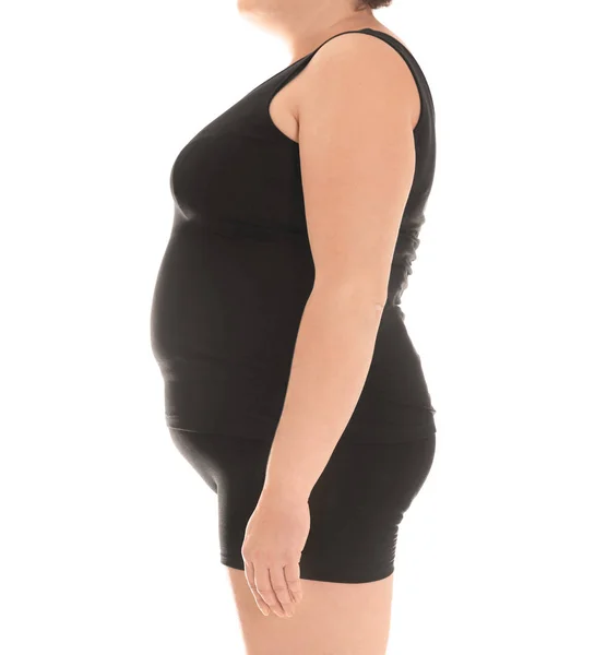 Overgewicht vrouw in ondergoed — Stockfoto