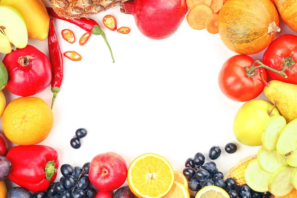 Various Fruits Vegetables White Background — Stock Photo, Image