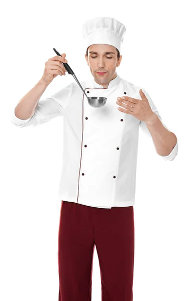 Male chef with ladle — Stock Photo, Image
