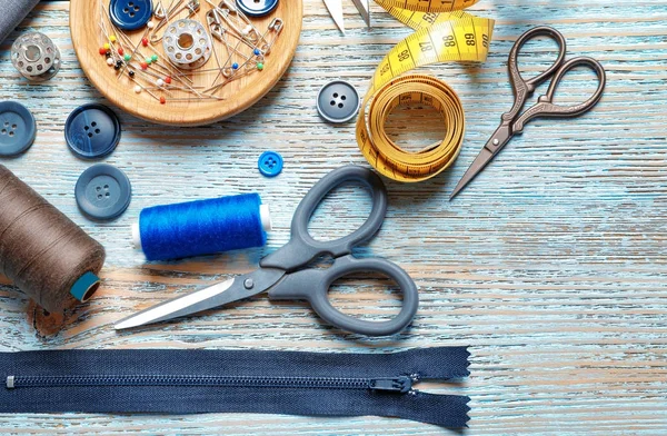 Conjunto de ferramentas e acessórios de costura — Fotografia de Stock