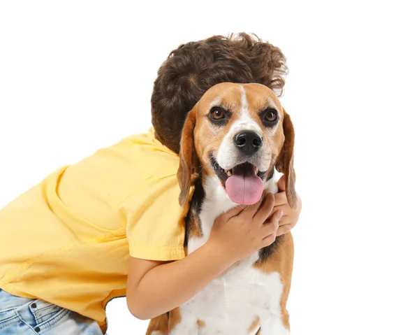 Cute little boy with dog — Stock Photo, Image