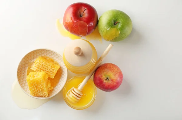 Ароматичний мед та фрукти — стокове фото