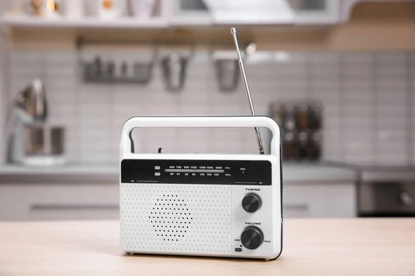 Retro style radio on table indoors — Stock Photo, Image