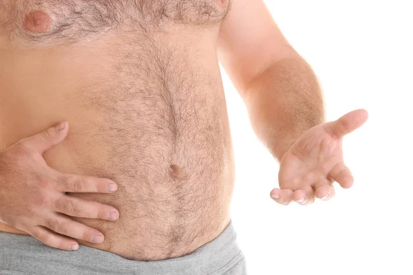 Shirtless overweight man — Stock Photo, Image