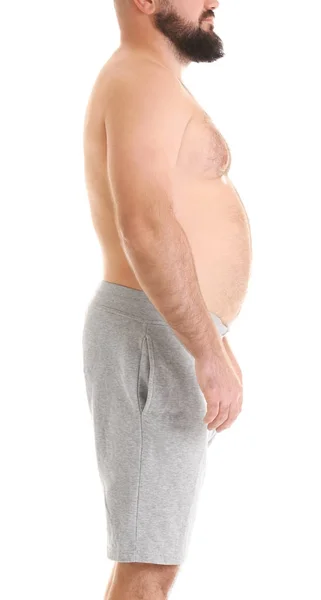 Uomo sovrappeso in pantaloncini — Foto Stock