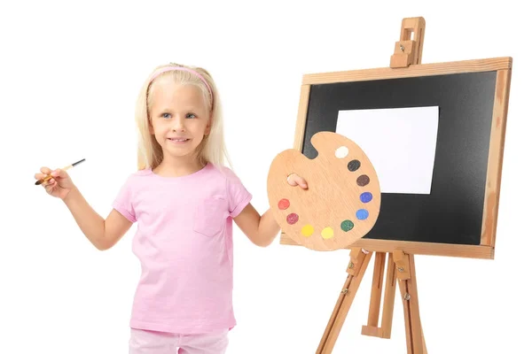 可爱的小女孩与调色板 — 图库照片
