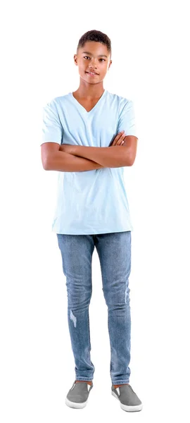 African American teenager on white background — Stock Photo, Image