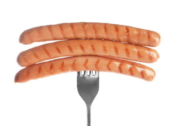 Fourchette aux saucisses grillées — Photo