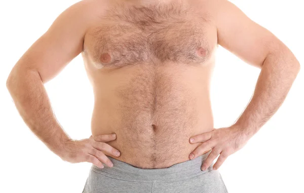 Shirtless overweight man — Stock Photo, Image