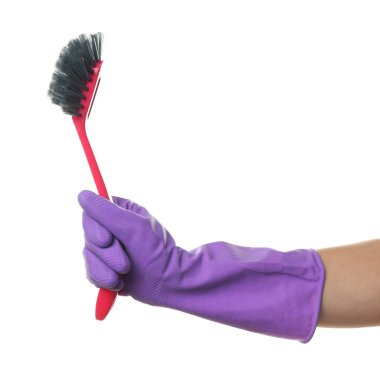 Fırça, üzerinde beyaz izole tutan kadın