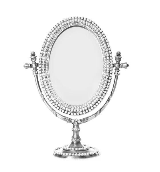 Vintage small mirror on white background — Stock Photo, Image
