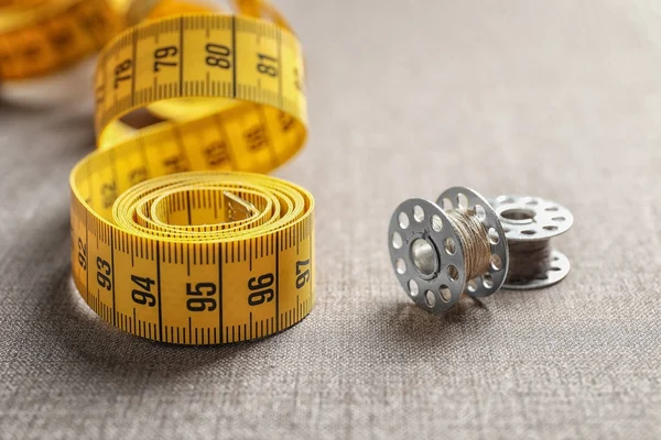 Measuring Tape Bobbins Tailoring Fabric — Stock Photo, Image