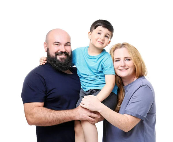 Overweight couple with son — Stock Photo, Image