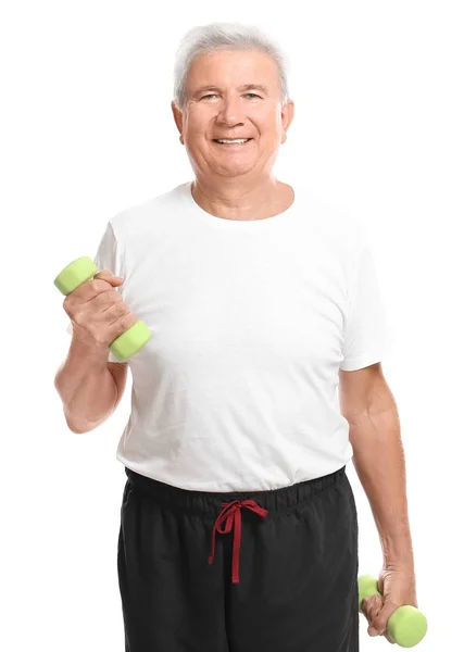 Mature Man White Background — Stock Photo, Image