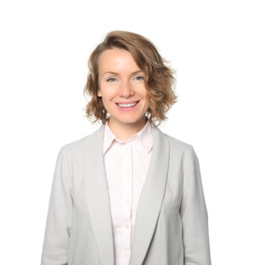 Beyaz arka plan üzerinde kadın Yöneticisi