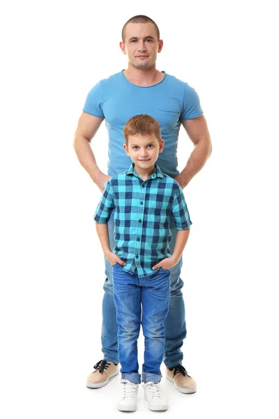 Dad and his son on white background — Stock Photo, Image