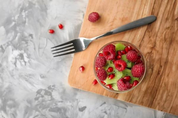 Board Jar Delicious Fruit Salad Table — Stok Foto