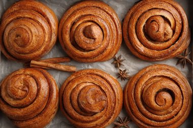 Parşömen kağıt üzerine tatlı tarçın rulo