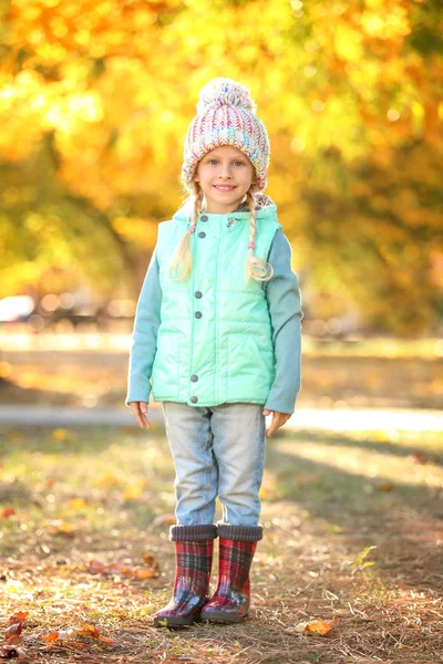Cute little girl w jesiennym parku — Zdjęcie stockowe