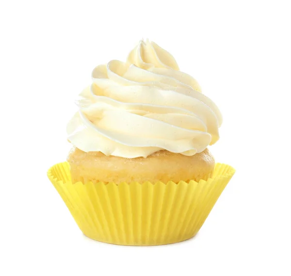 Sabroso cupcake sobre fondo blanco — Foto de Stock
