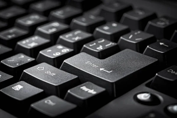 New black computer keyboard, closeup — Stock Photo, Image