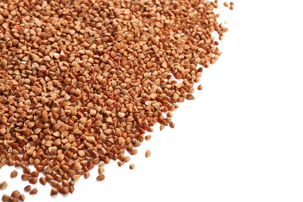 Raw buckwheat on white background — Stock Photo, Image