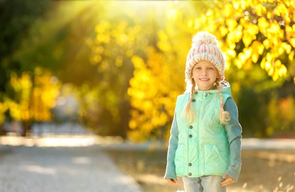 Cute little girl w jesiennym parku — Zdjęcie stockowe