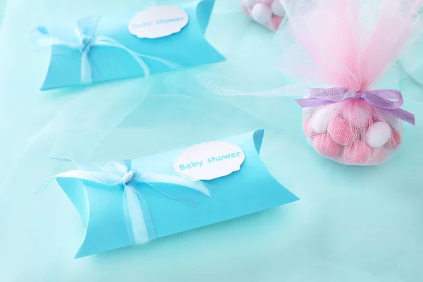 Baby shower favors on table — Stockfoto