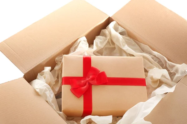 Paquete con caja de regalo —  Fotos de Stock