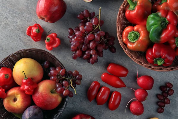 Many different fruits and vegetables on table — Stock Photo, Image