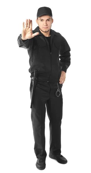 Male security guard on white background — Stock Photo, Image